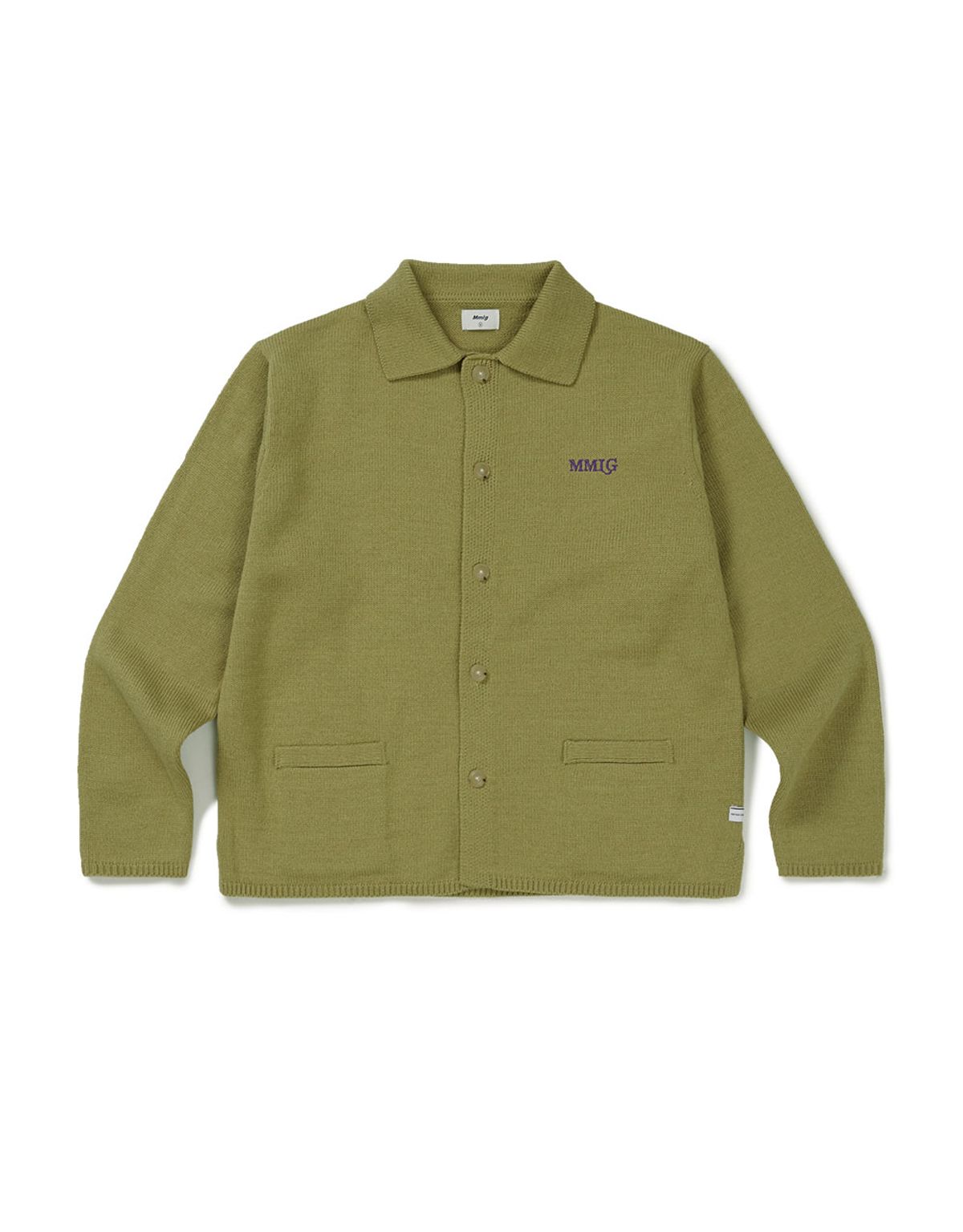 엠엠엘지(MMLG) [Mmlg] BOARD LOGO KNIT CARDIGAN (AVOCADO)
