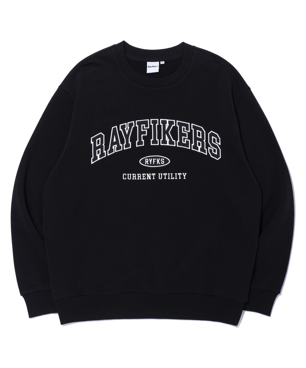 레이피커스(RAYFIKERS) 아치 로고 맨투맨 BLACK (MP6TU141-076)