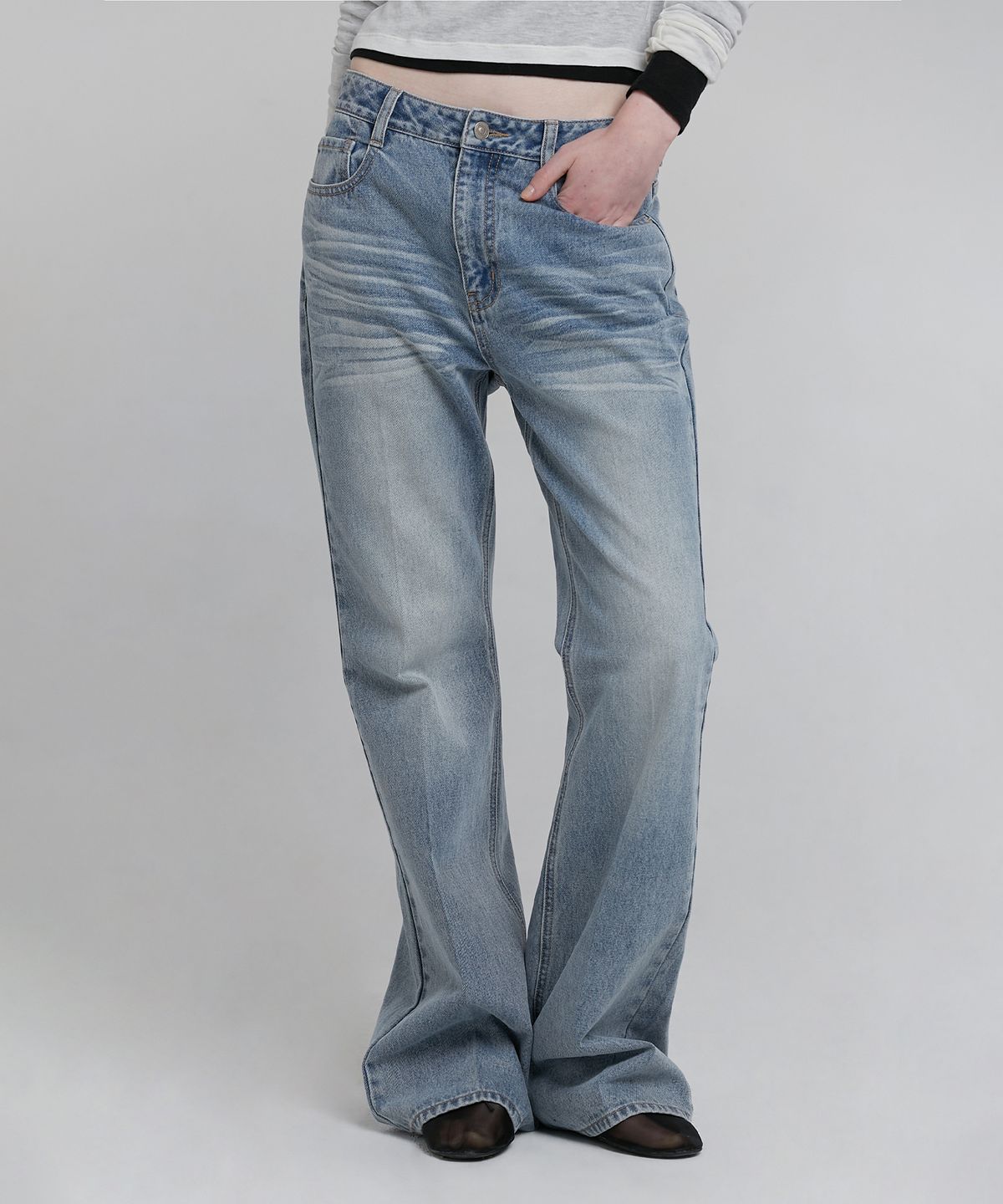 로우타이드(LOW TIDE) SEMI BOOTCUT DENIM PANTS [BLUE]