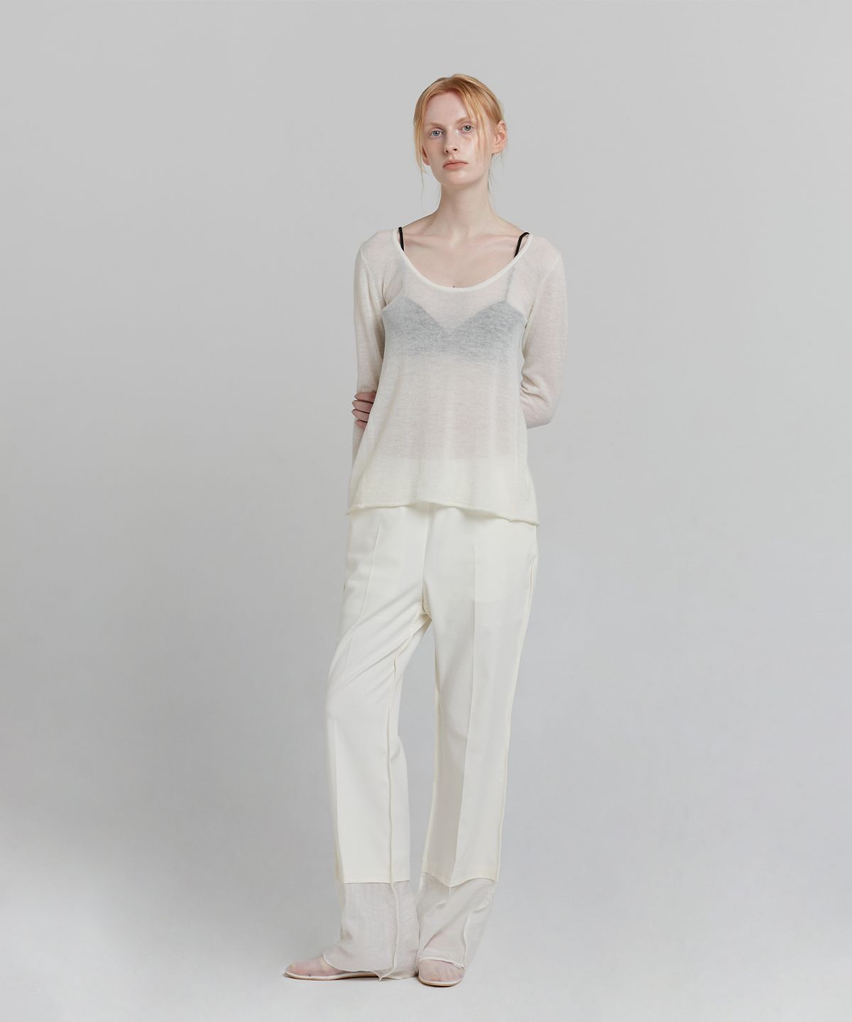 로우타이드(LOW TIDE) LAYERED BOOTS CUT PANTS [IVORY]