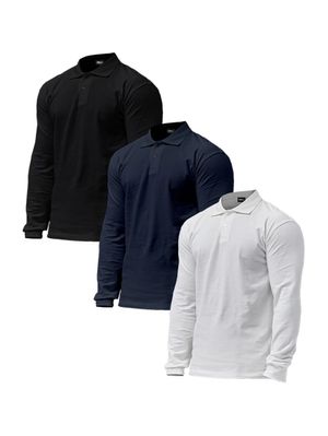 [2PACK] 시그니처 코튼 머슬핏 긴팔 카라티 (3color)