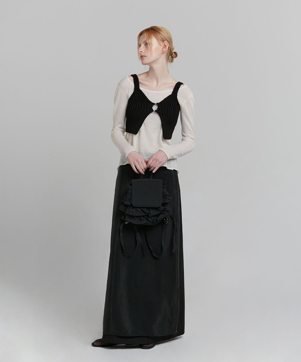 로우타이드(LOW TIDE) BOLD KNIT BUTTON BUSTIER [BLACK]