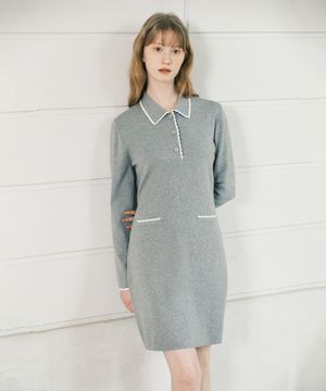 프릴 패턴 원피스 (그레이)