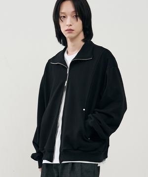 컴피 리벳 하이 넥 스웻 집업 [BLACK]