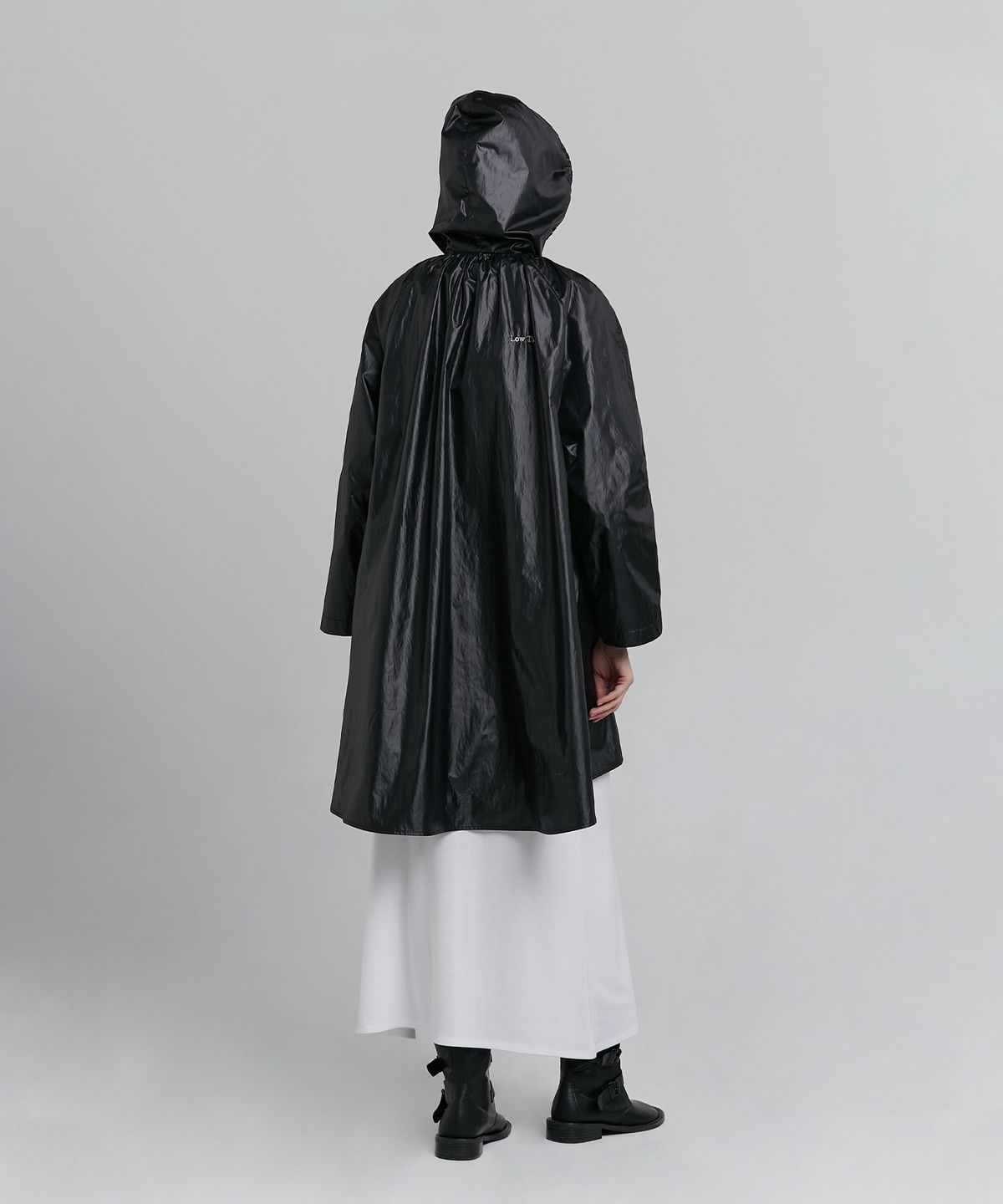 로우타이드(LOW TIDE) HOODED COATING COAT [BLACK]
