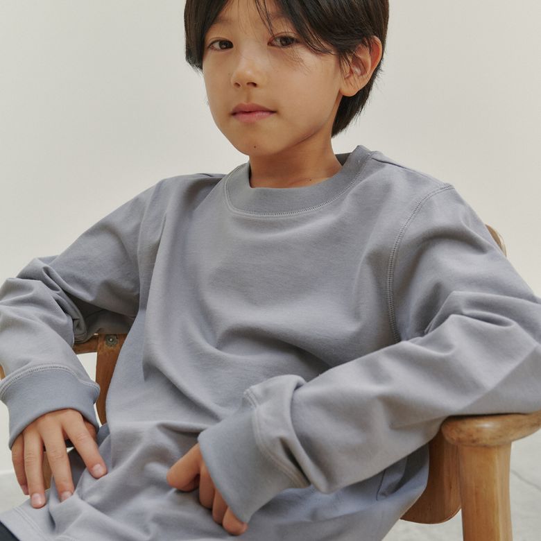 크루넥 롱 슬리브 티셔츠_그레이