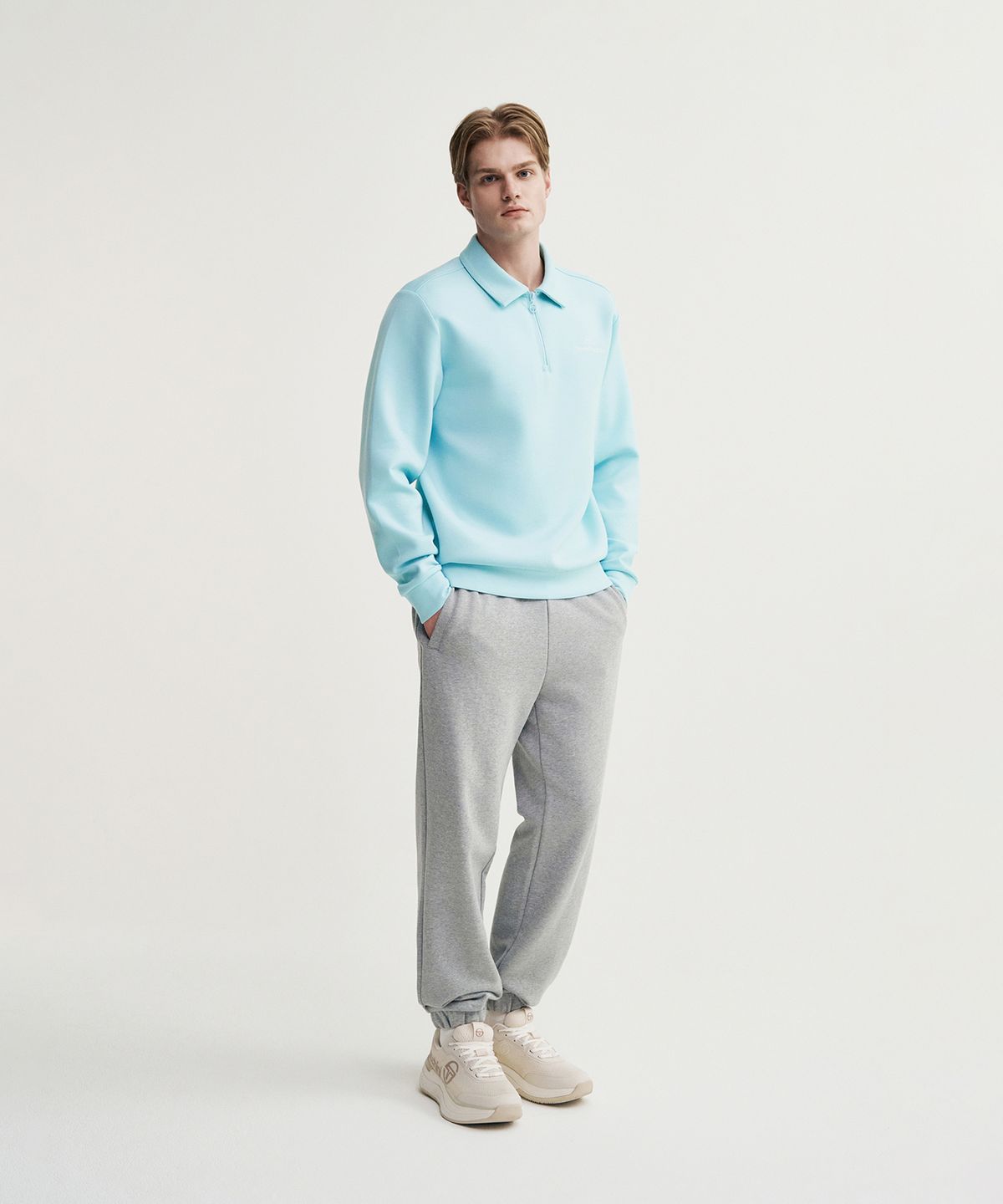 세르지오 타키니(SERGIO TACCHINI) U 데일리 캄포 쿠쉬라이트 하프집업 맨투맨 (L.Turquoise)
