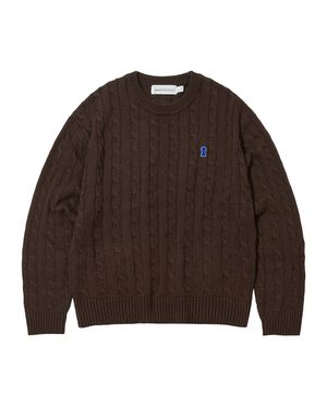 Heavyweight Cable Crew Neck Knit [BROWN]_COOSKT040BROWN