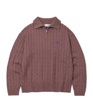 Heavyweight Cable Half Zip Knit [DUPINK]_COOSKT042DUPINK