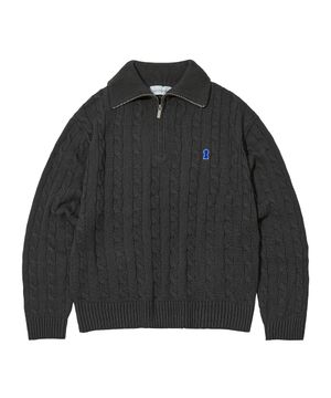 Heavyweight Cable Half Zip Knit [CHARCOAL]_COOSKT042CHARCOAL