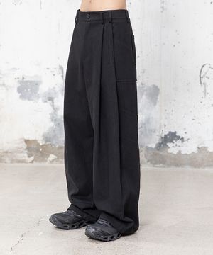 코튼 드릴 투턱 팬츠 [빈티지 블랙]