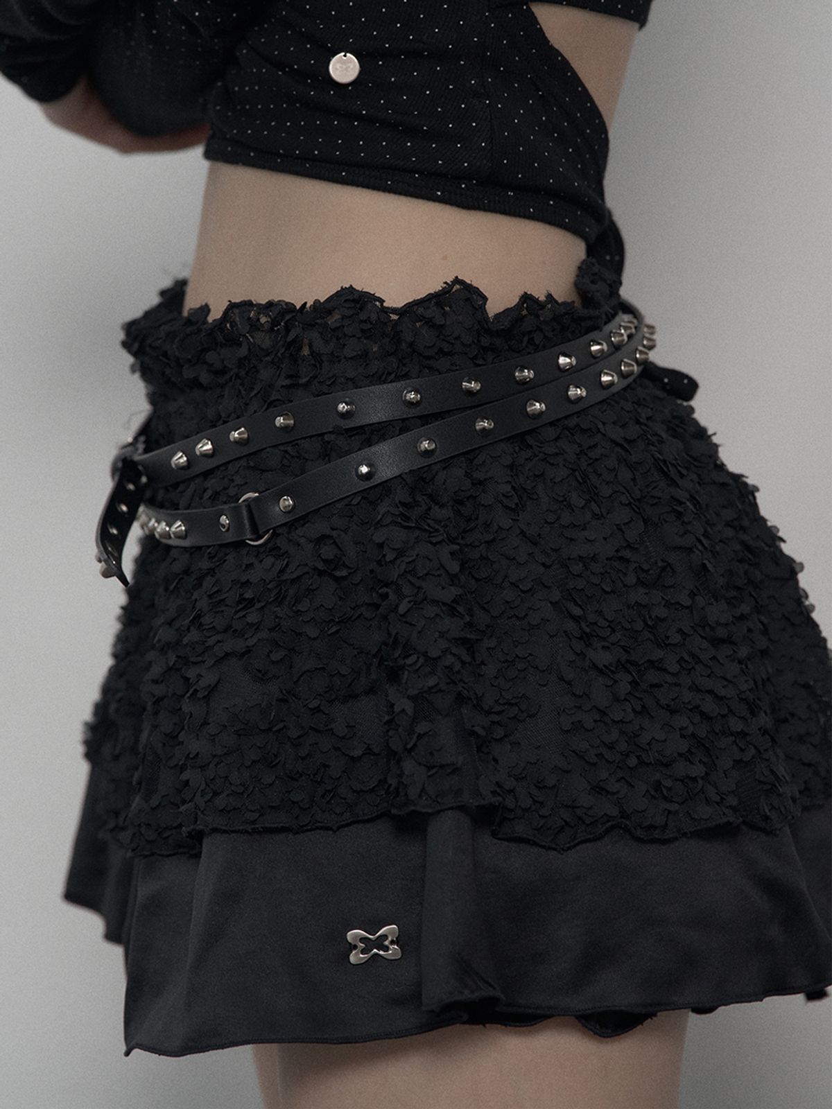 셋업이엑스이(SETUP-EXE) STUDDED DOUBLE BELT / BLACK