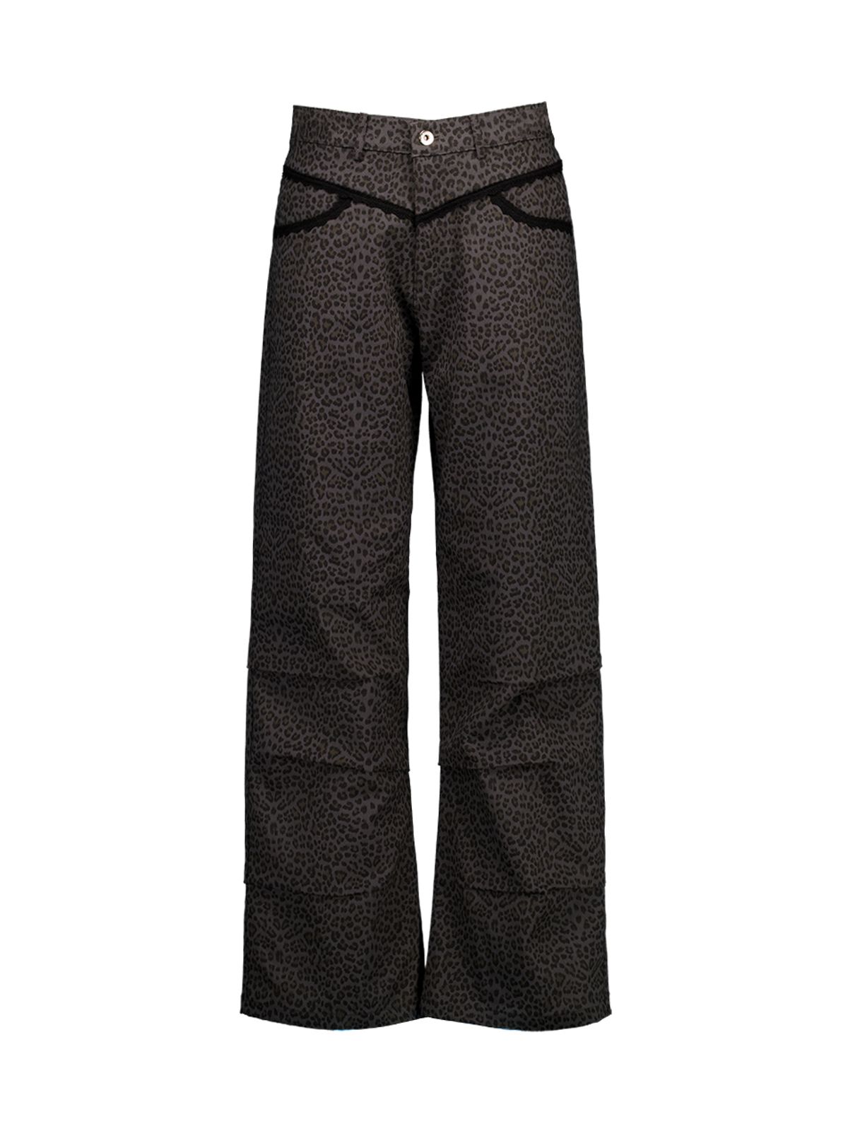 셋업이엑스이(SETUP-EXE) LEOPARD LACE PANTS / CHARCOAL