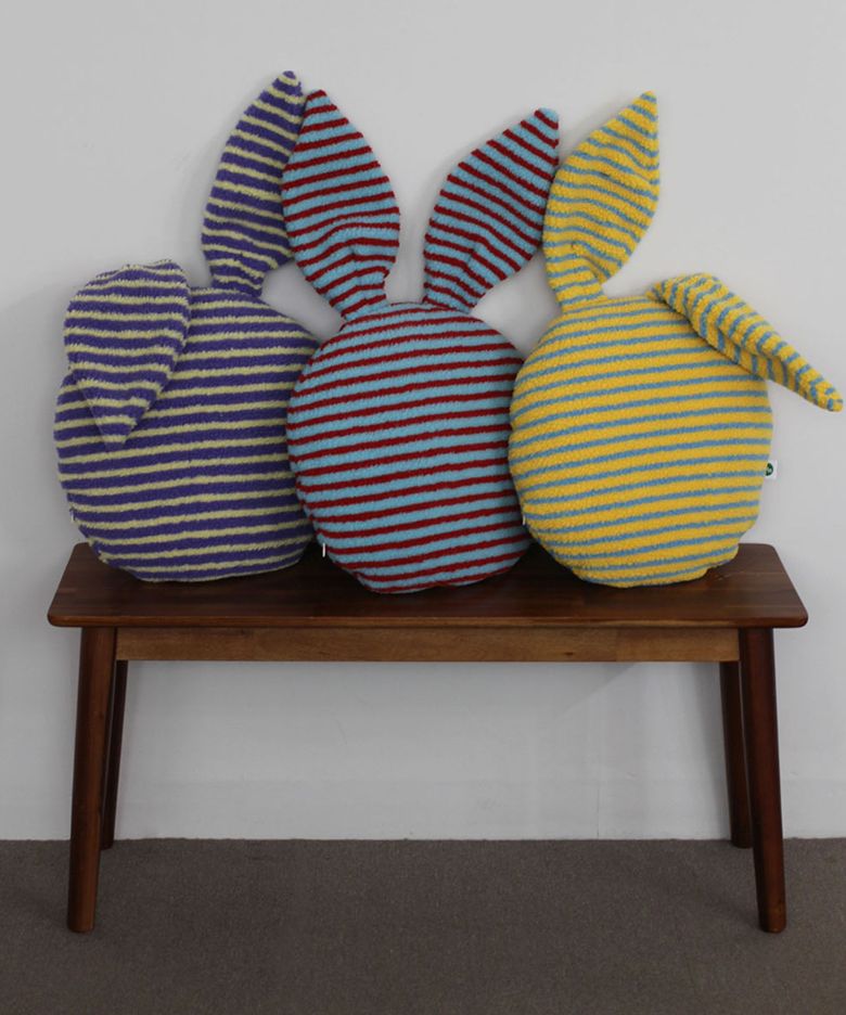 솜포함 stripe rabbit ear cushion ( 3 color )