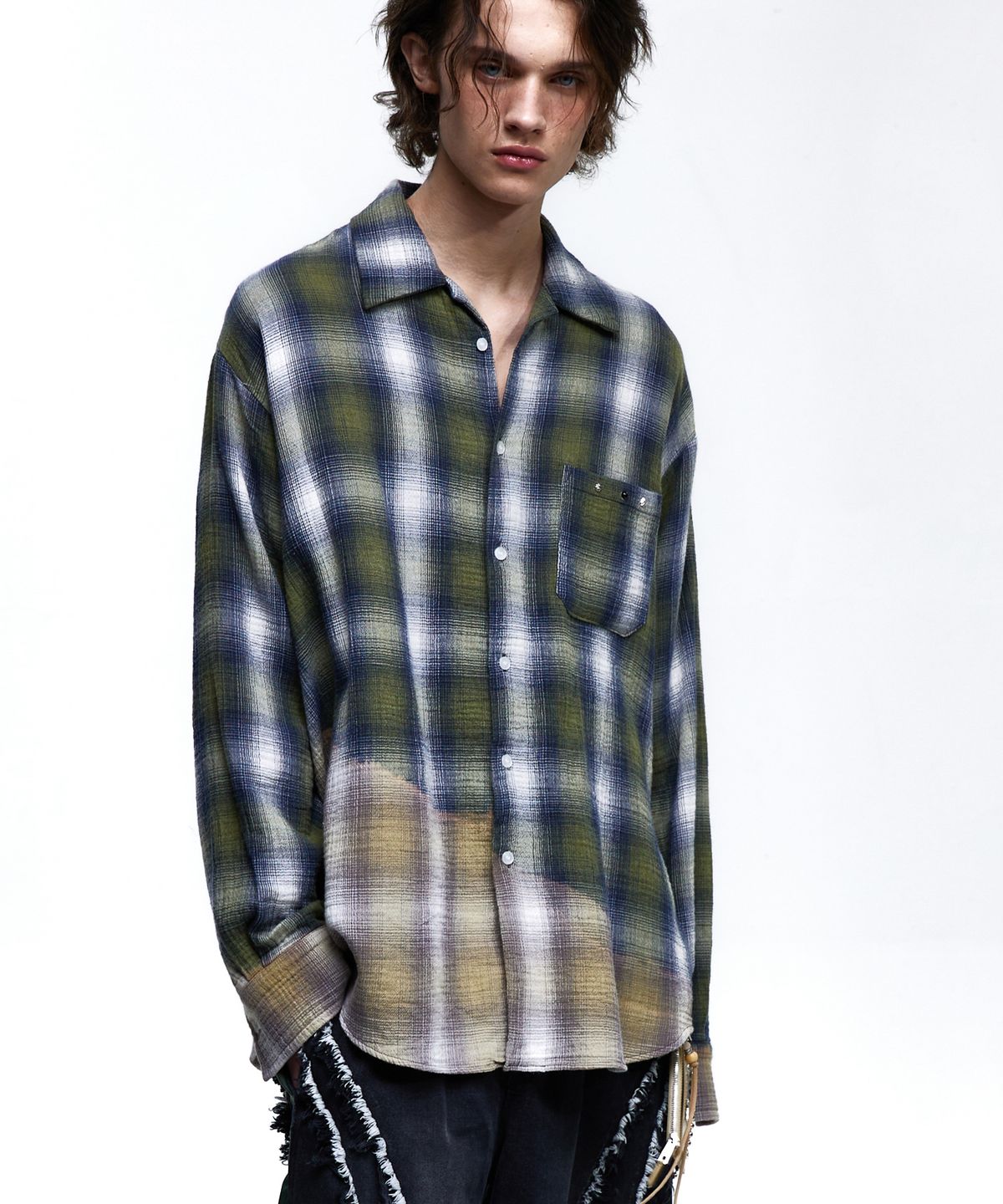 알에스에스씨(RSSC) RIVET DYED CHECK SHIRT - KHAKI