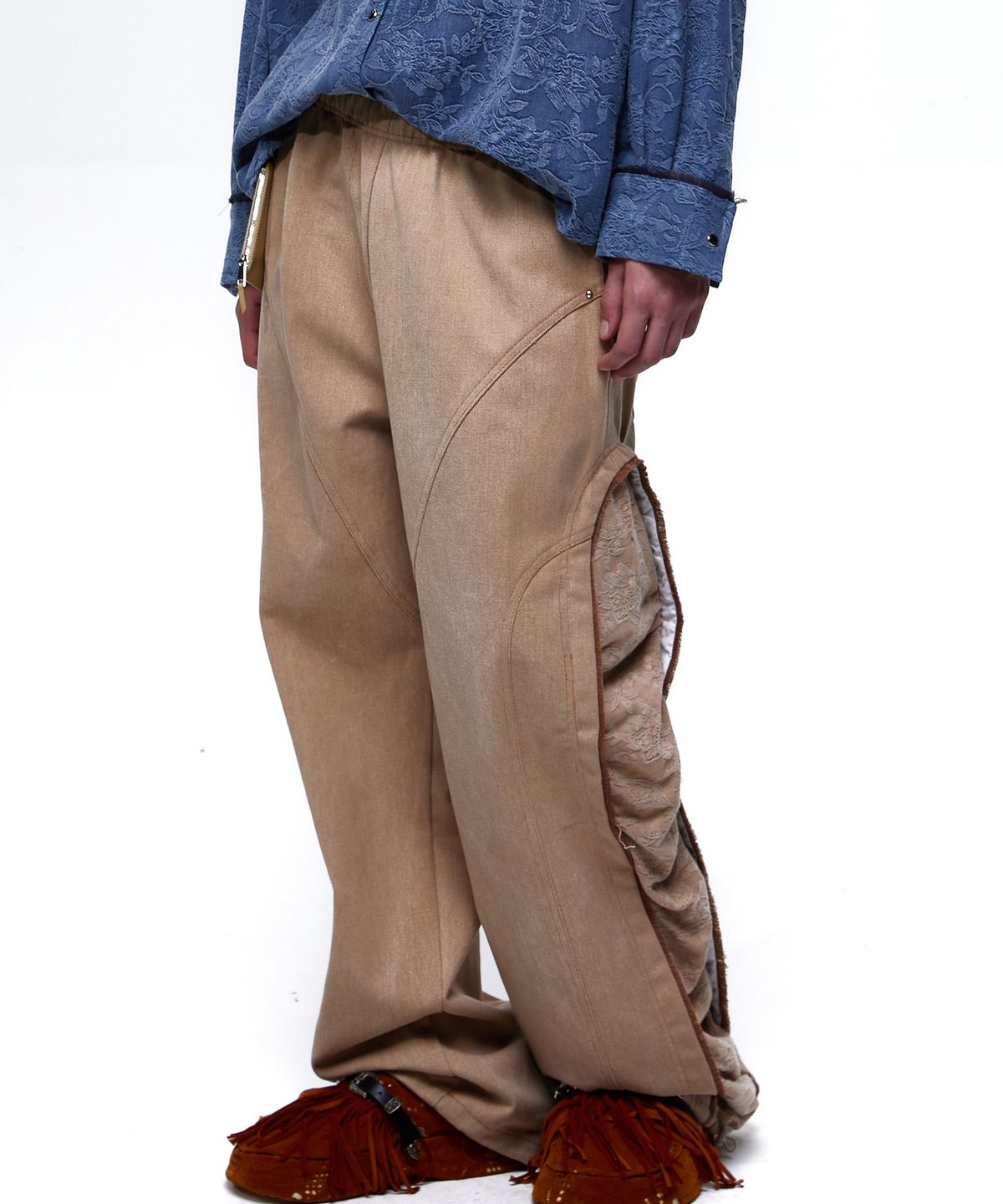 알에스에스씨(RSSC) INCISION JACQUARD MIXED PANTS - BEIGE