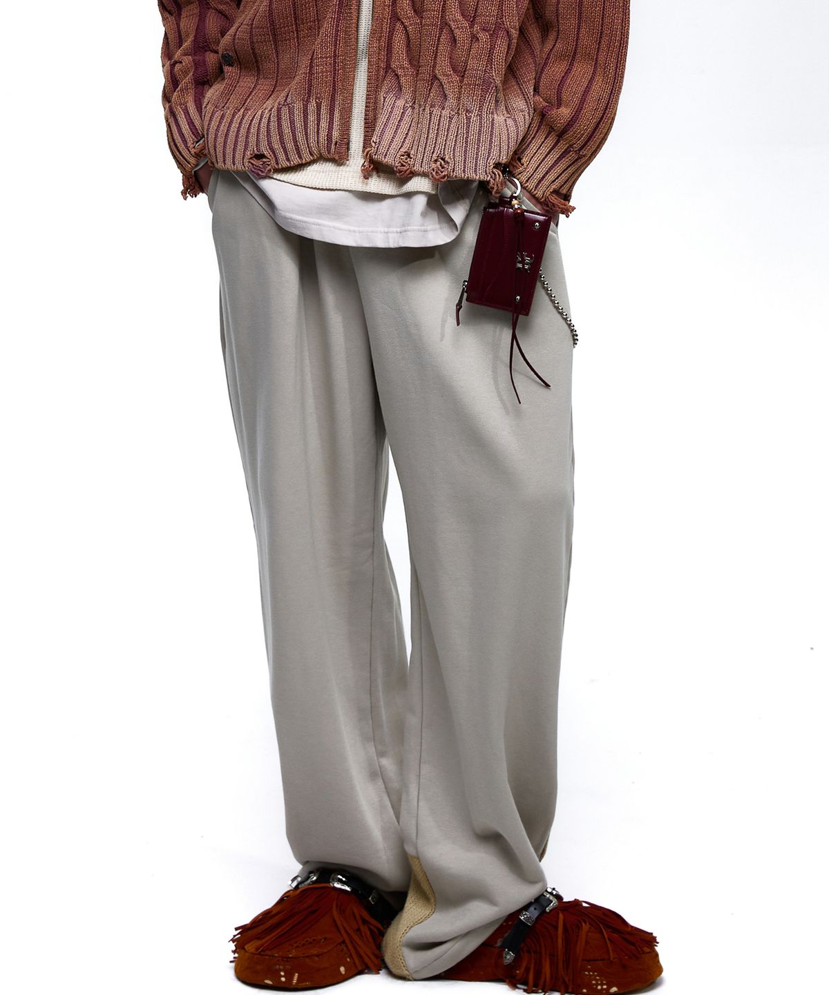 알에스에스씨(RSSC) KNIT MIXED WIDE SWEAT PANTS - GRAY