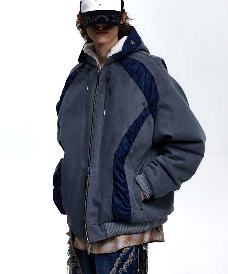 DENIM MA-1 HOOD JUMPER - GRAY