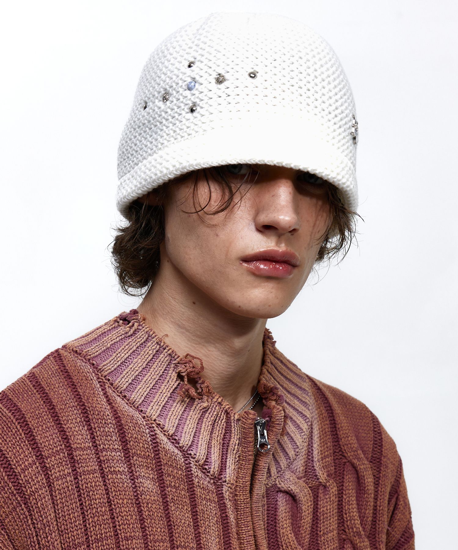 MUSINSA | RSSC RIVET KNIT BEANIE - WHITE