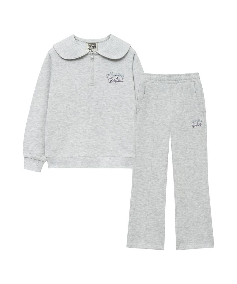 ENFANT W SAILOR COLLAR SWEAT SET-UP light heather gray