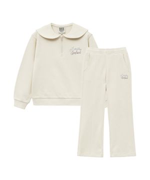 ENFANT W SAILOR COLLAR SWEAT SET-UP cream