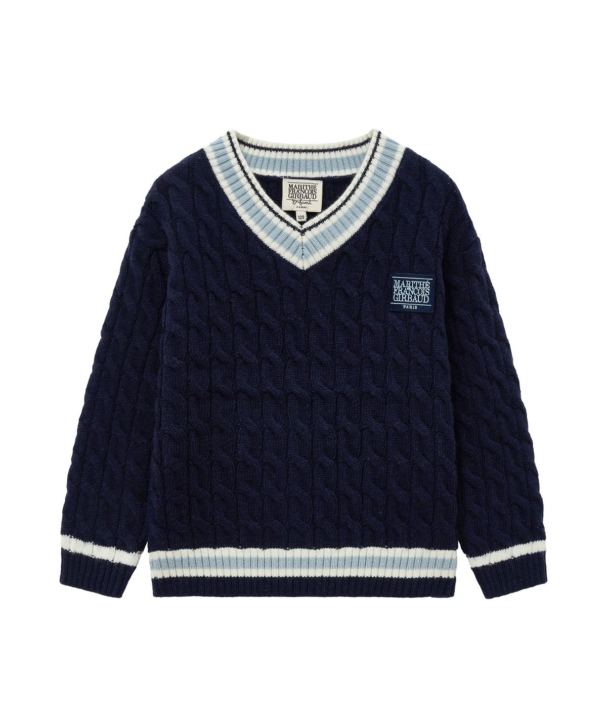 마리떼 키즈(MARITHÉ KIDS) ENFANT V NECK CABLE KNIT navy