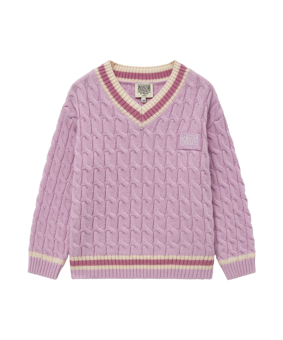 마리떼 키즈(MARITHÉ KIDS) ENFANT V NECK CABLE KNIT light purple