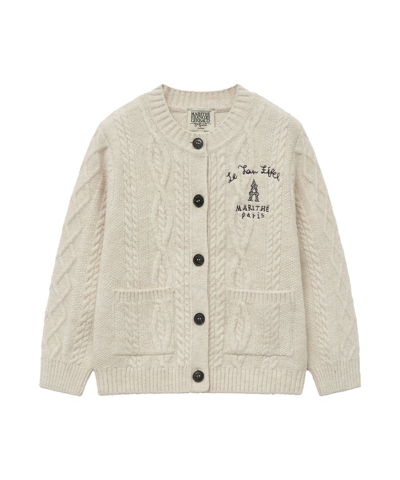 ENFANT CABLE OUT POCKET CARDIGAN ivory