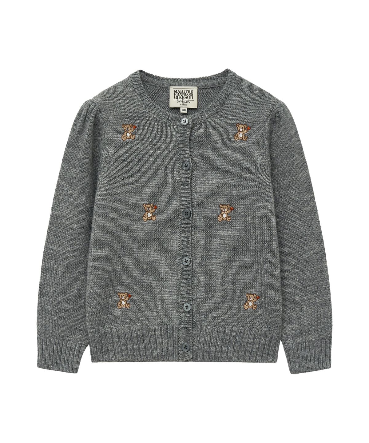 마리떼 키즈(MARITHÉ KIDS) ENFANT W BEAR EMBROIDERY CARDIGAN heather gray