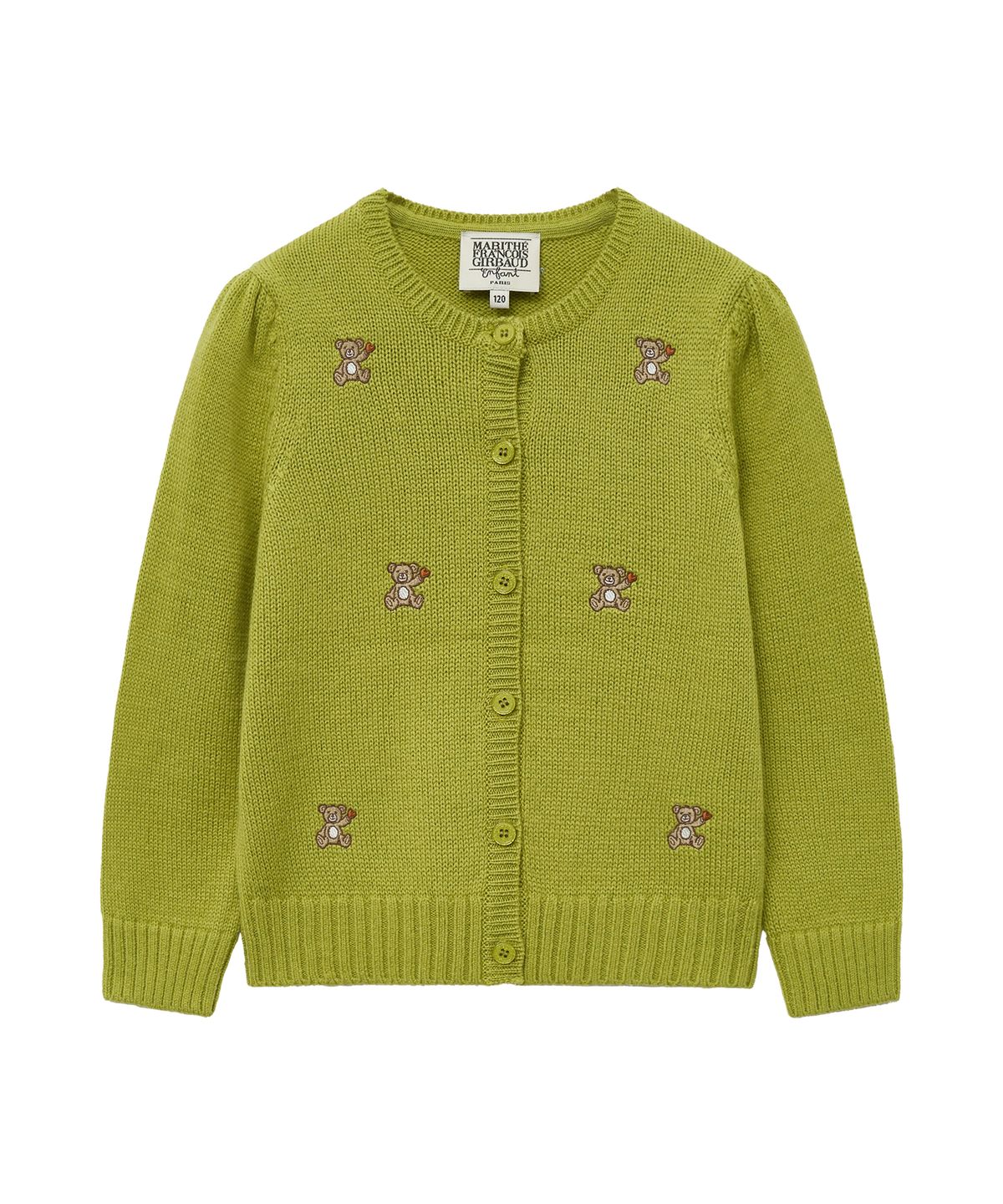 마리떼 키즈(MARITHÉ KIDS) ENFANT W BEAR EMBROIDERY CARDIGAN olive