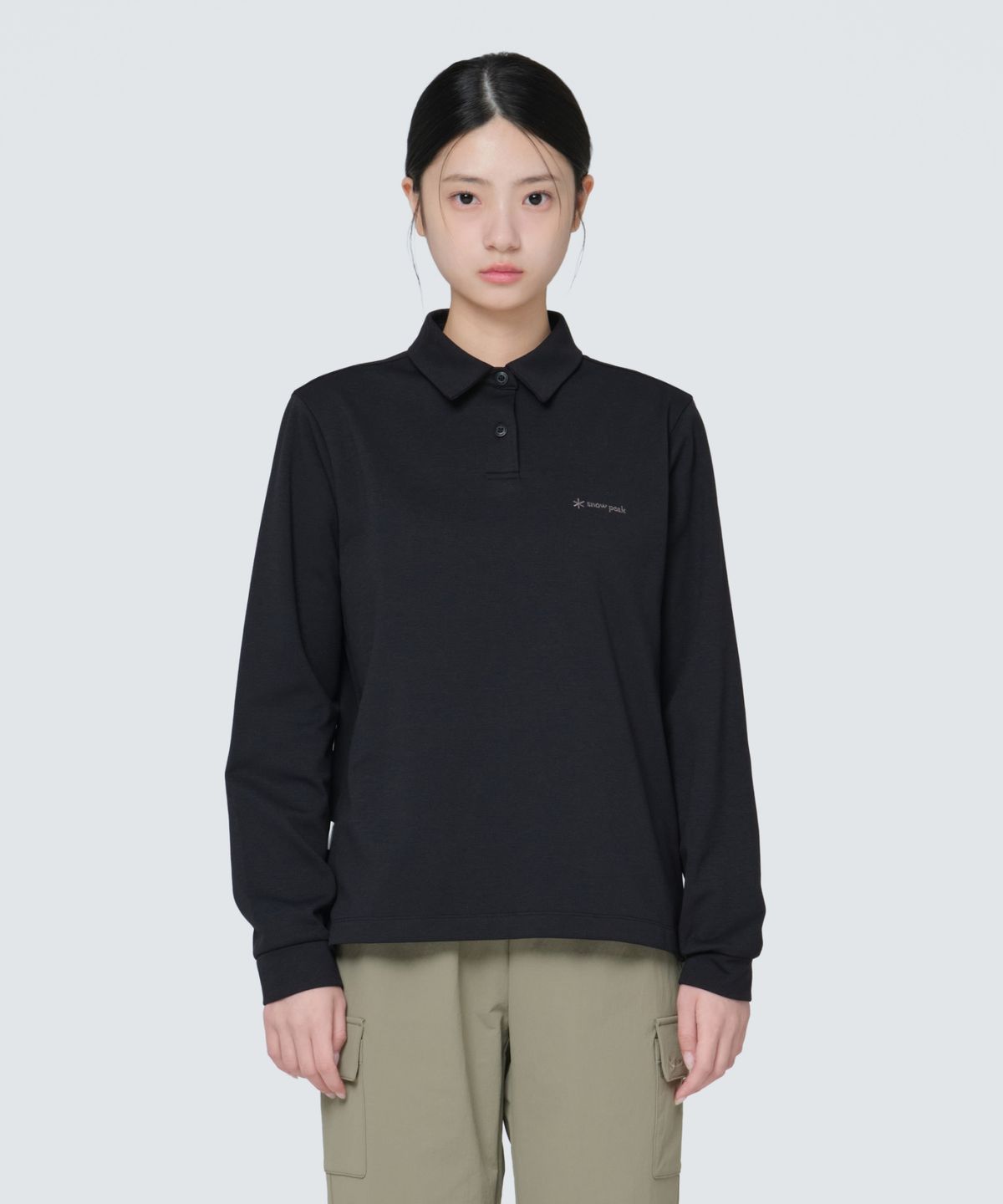 스노우피크 어패럴(SNOWPEAK APPAREL) 여성 폴로 긴팔 티셔츠 (S24FWTPS11) Black