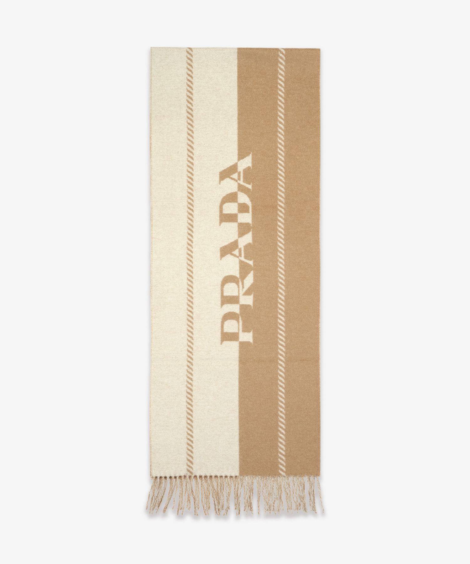 ★PRADA★ Lettering Logo Monogram Wool Scarf Ivory Camel 1FS MUSINSA | PRADA Lettering Logo Monogram Wool Scarf - Ivory