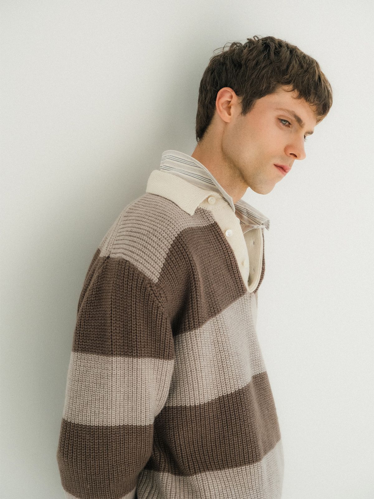 포커페이스(POKERFACE) RUGBY SWEATER BEIGE/BROWN