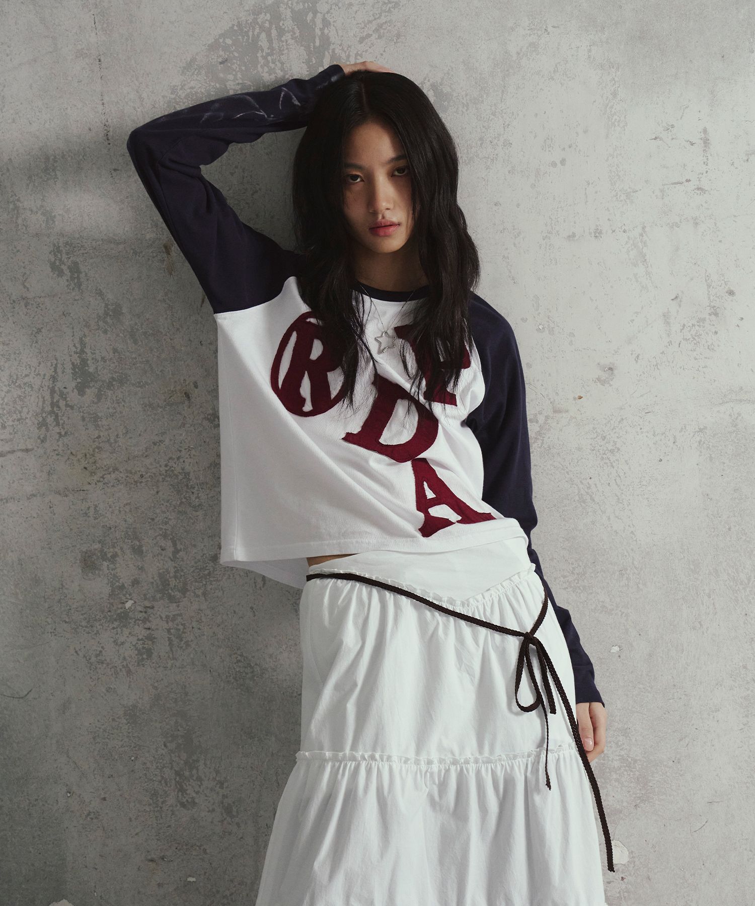 MUSINSA | PRENDA PRDA BIG PATCH RAGLAN LONG SLEEVE WHITE