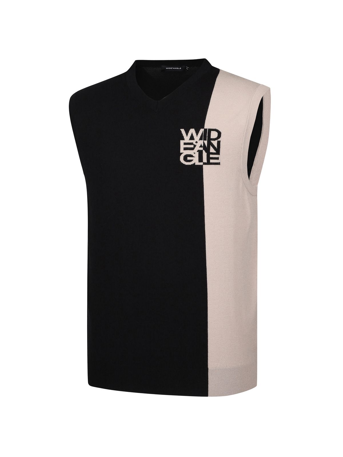 와이드앵글(WIDEANGLE) TO 와일드 블럭킹 브이넥 베스트 M_Black WMU24K11Z1