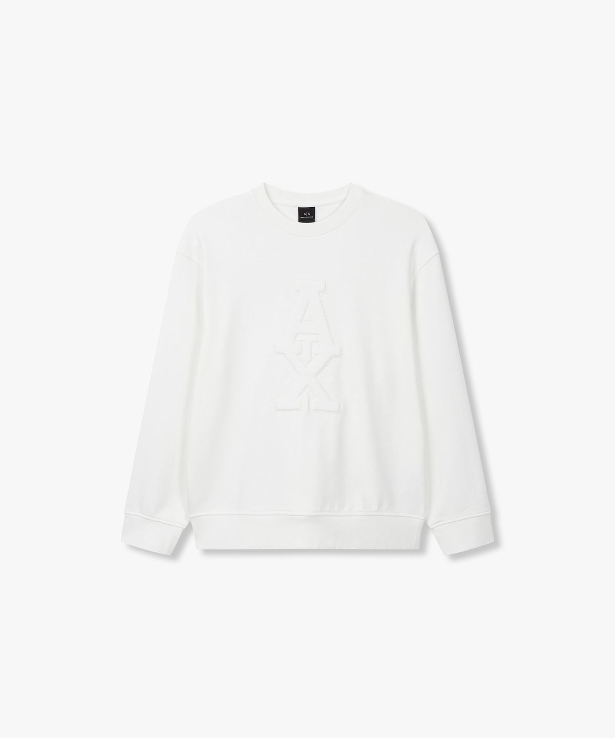 아르마니 익스체인지(ARMANI EXCHANGE) 남성 엠보싱 AX 로고 맨투맨_화이트 A414331021