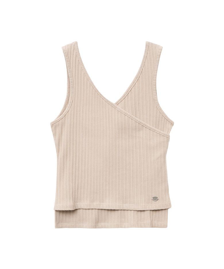 W LAYERED SIMPLE LOGO PENDANT SLEEVELESS beige