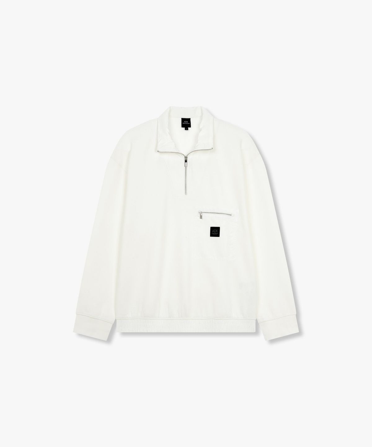 아르마니 익스체인지(ARMANI EXCHANGE) 남성 로고 패치 하프 집업 풀오버_화이트 A414331028
