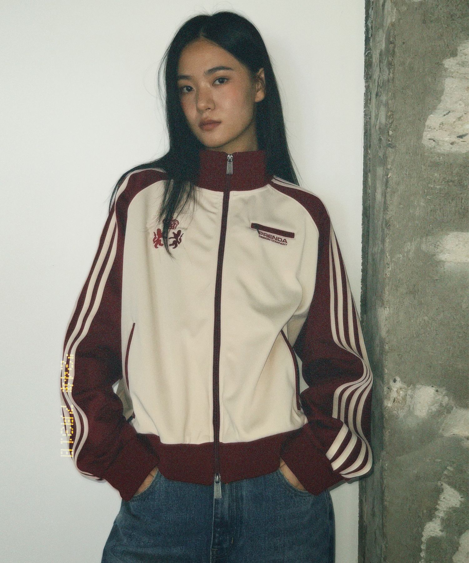 MUSINSA公式 | PRENDA RAGLAN TRACK JERSEY JACKET BEIGE BRICK RED