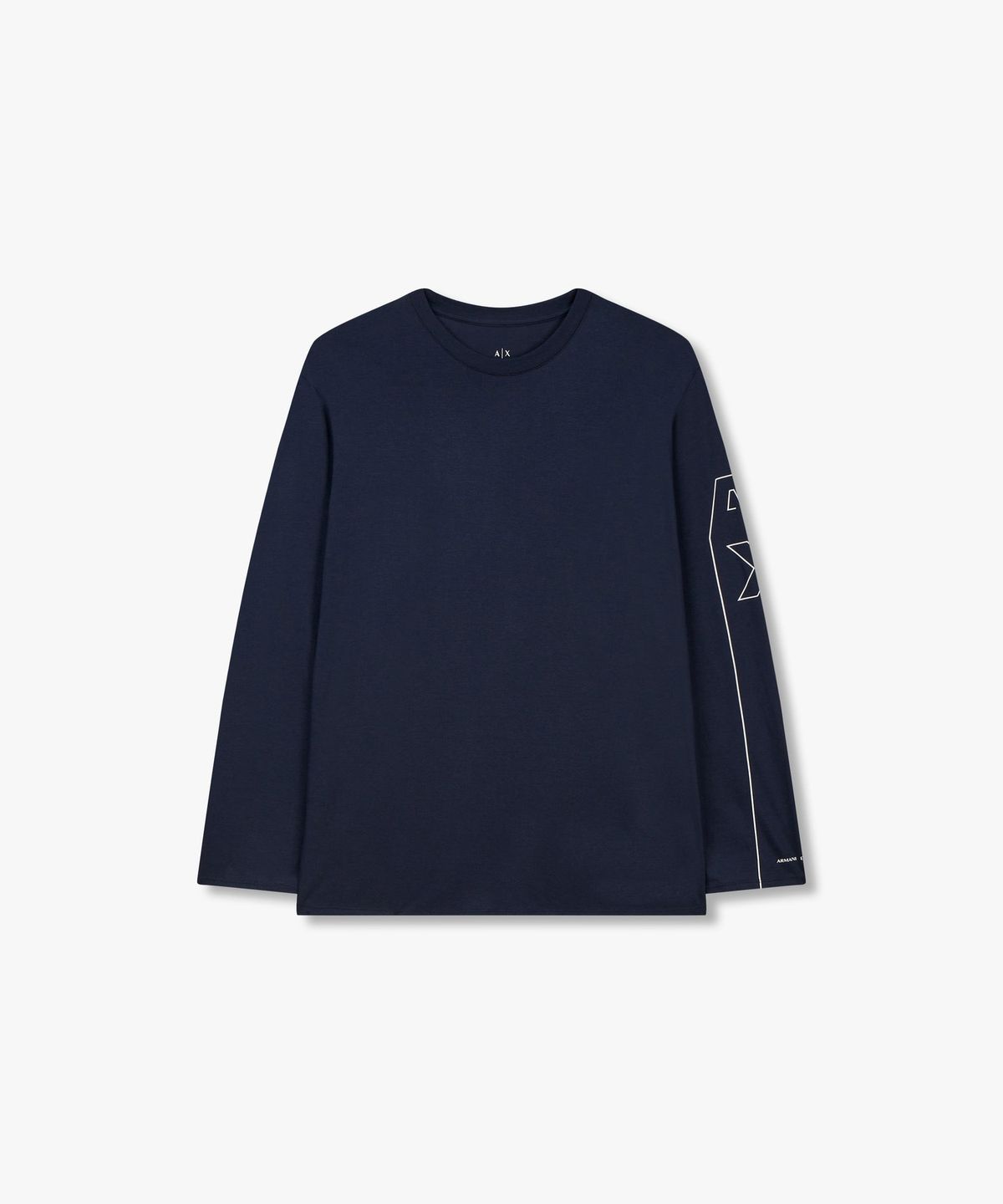 아르마니 익스체인지(ARMANI EXCHANGE) 남성 로고 슬리브 크루넥 티셔츠_네이비 A414330007