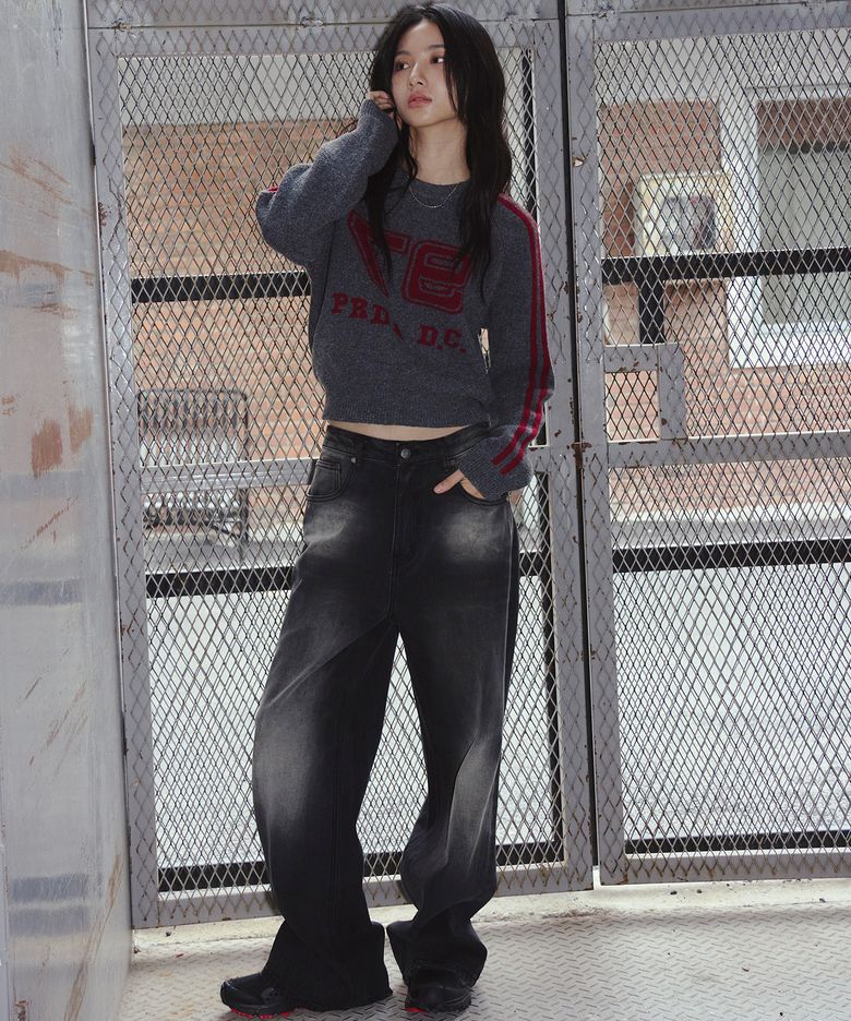97 PDC LOGO JACQUARD KNIT CHARCOAL