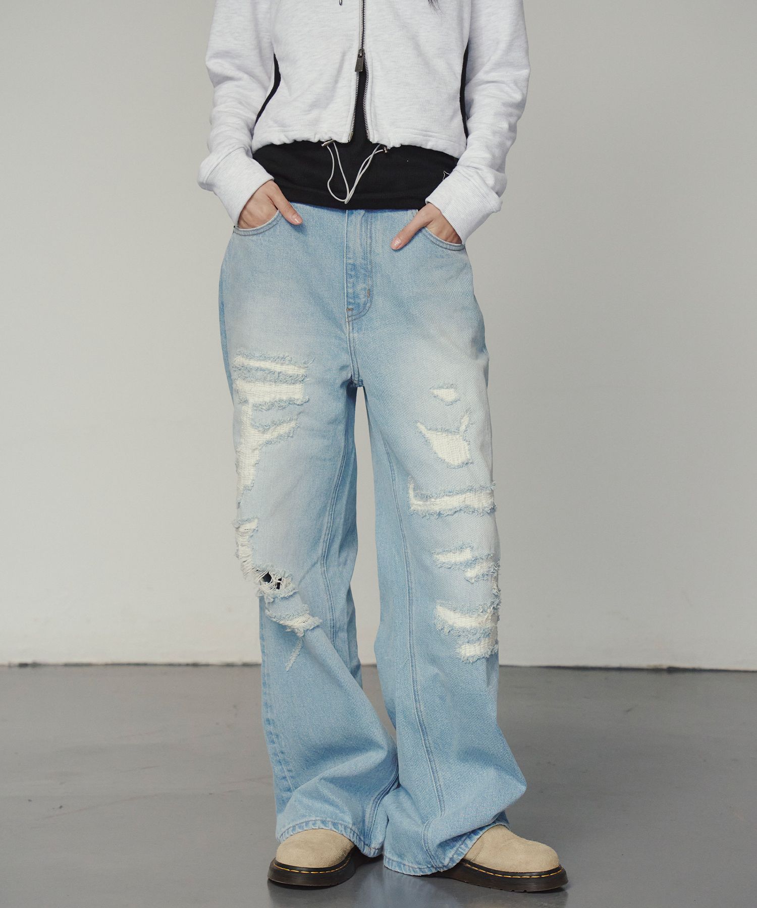 デニム・ジーパン [PRENDA] DAMAGE POINT STRAIGHT DENIM PANTS LIGHT BLUE MUSINSA | PRENDA DAMAGE POINT STRAIGHT DENIM PANTS LIGHT BLUE
