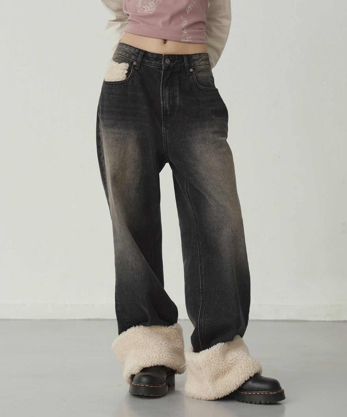 프렌다(PRENDA) BOUCLE DENIM PANTS BLACK