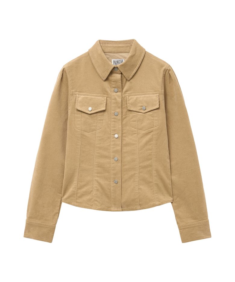 W SLIM FIT VELVET CORDUROY SHIRT camel