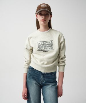 W DOODLE CLASSIC LOGO CROP SWEATSHIRT oatmeal
