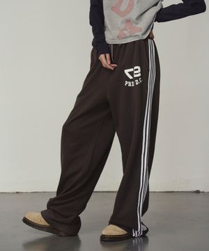 SIDE STRIPE WIDE PANTS CHARCOAL