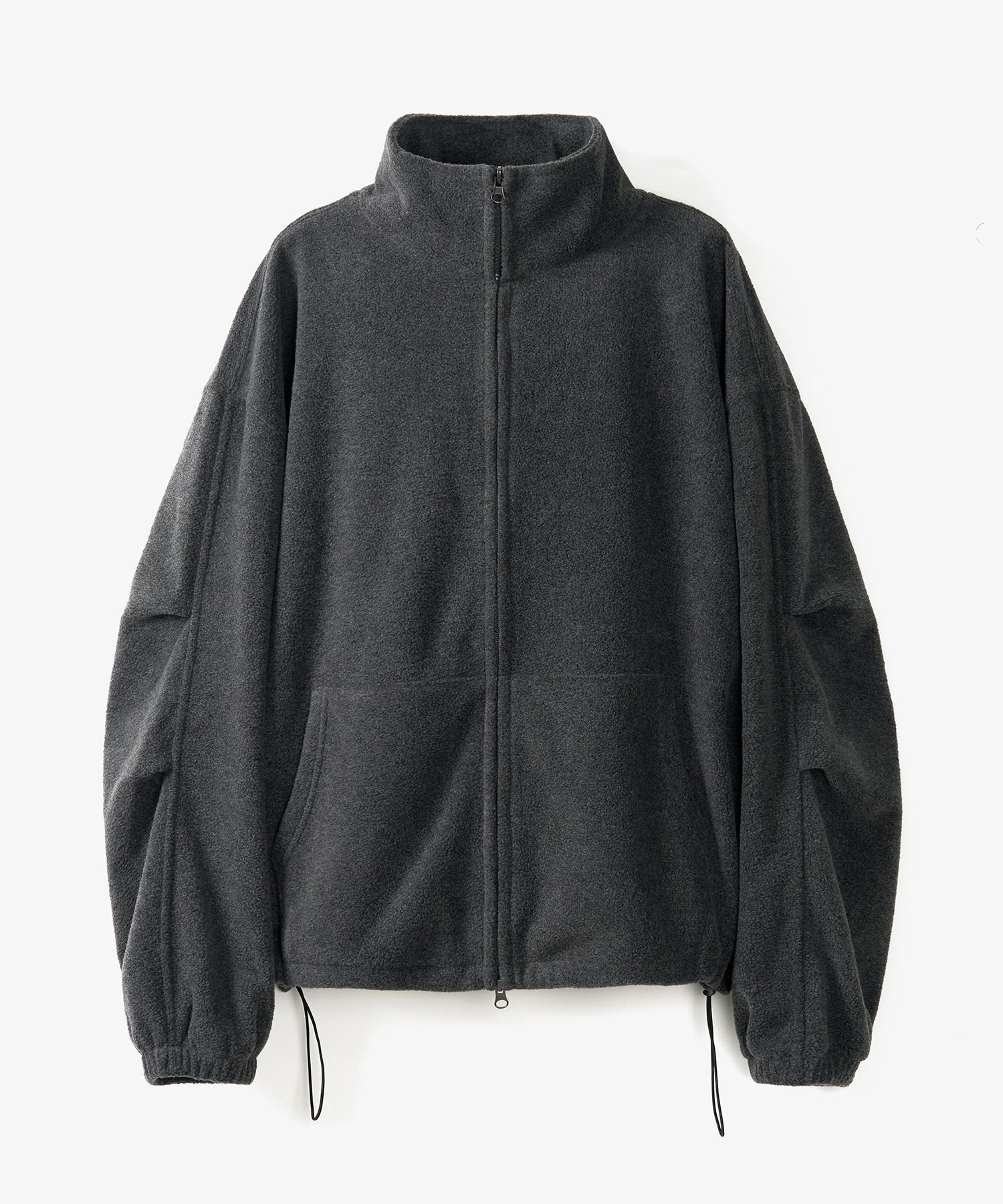 MUSINSA | TOFFEE Soft Fleece String Zip-Up (CHARCOAL)