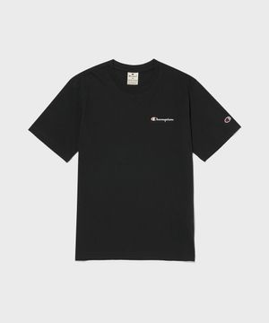 스몰 스크립트 로고 코튼 반팔 티셔츠 Black