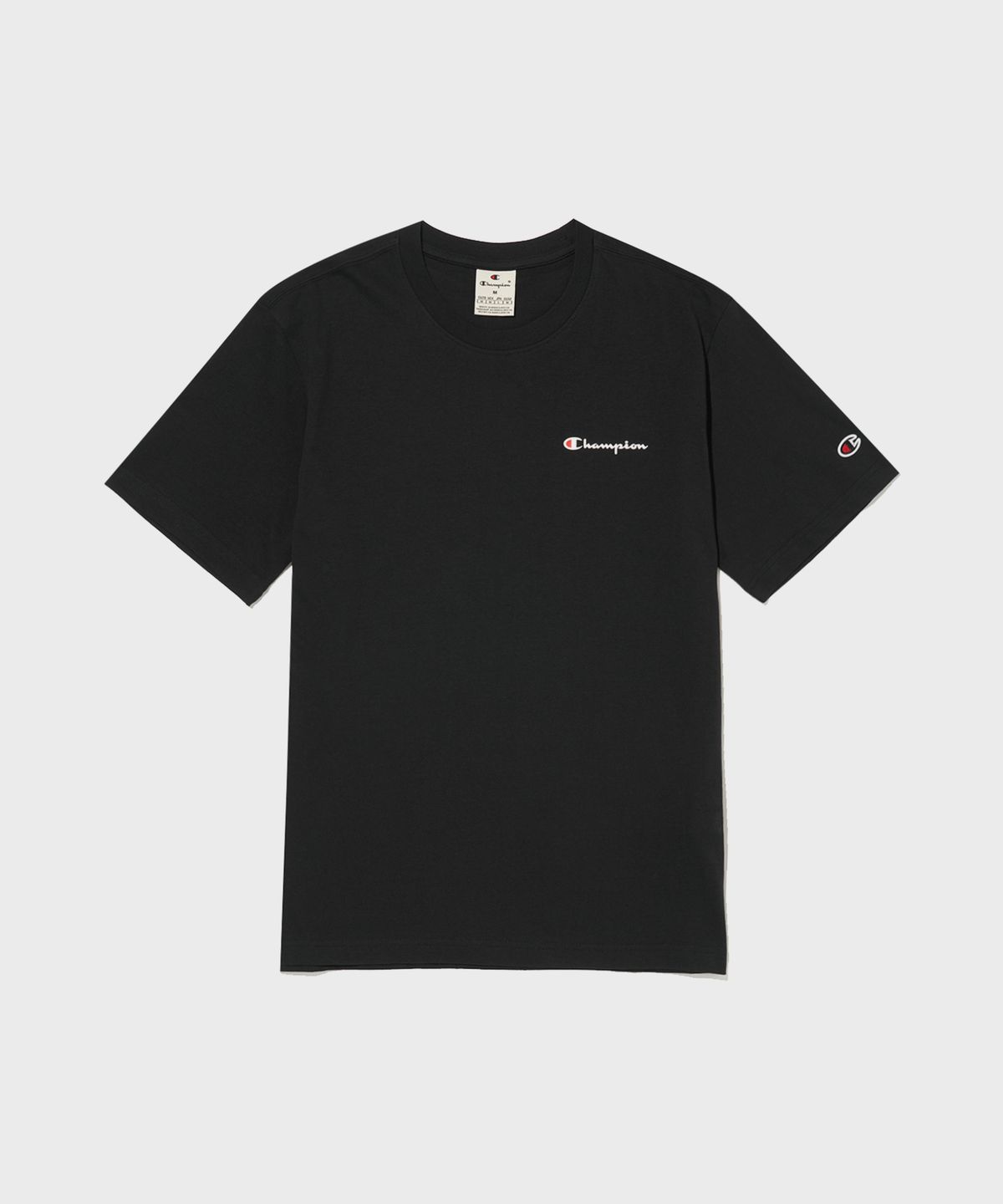 챔피온(CHAMPION) 스몰 스크립트 로고 코튼 반팔 티셔츠 Black