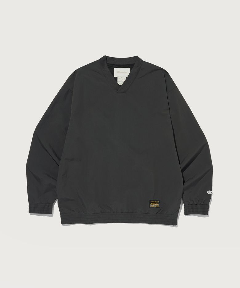 브이넥 웜업 나일론 풀오버 티셔츠 Charcoal Grey